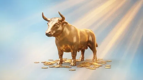 Tragamonedas con un toro dorado y monedas sobre la pampa