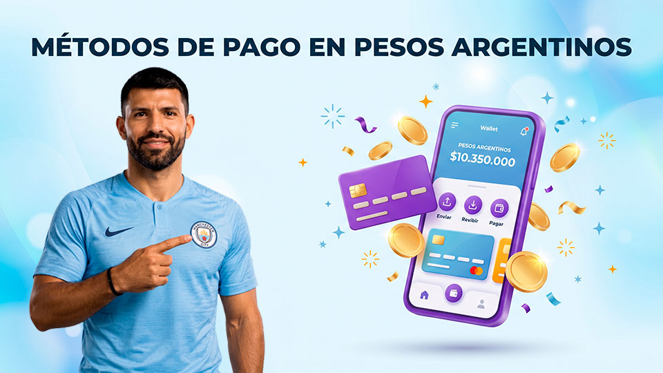 Teléfono celular mostrando una billetera digital junto a monedas, representando los pagos en pesos