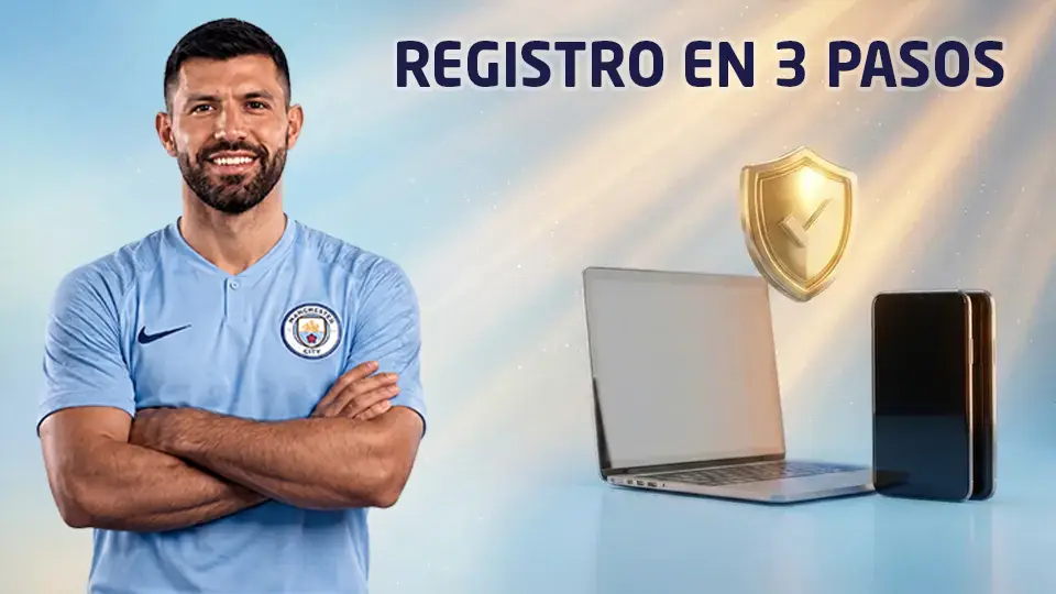 Laptop y celular junto a un escudo de verificación, representando el registro seguro